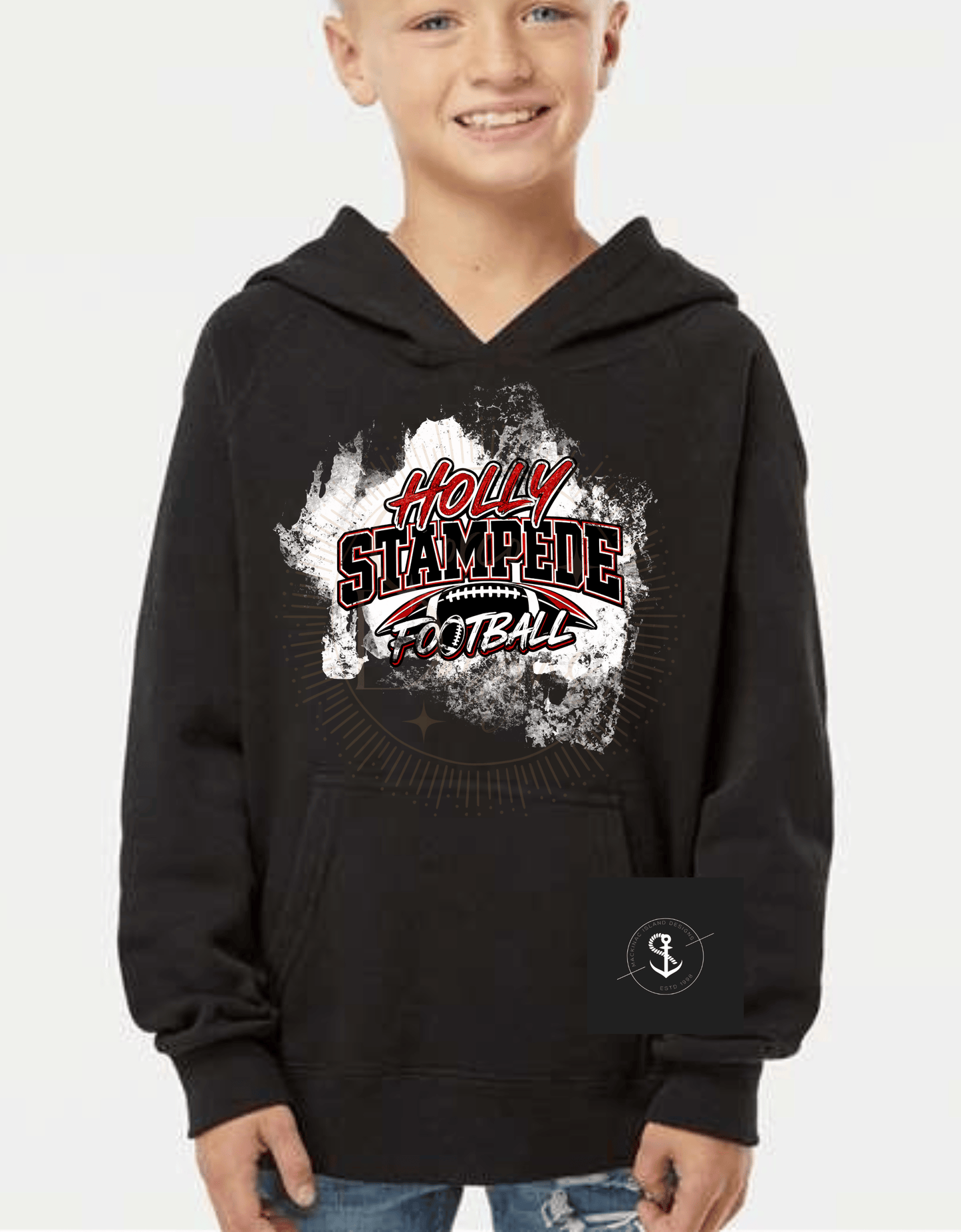 Holly Stampede Football Youth Raglan Hooded Hoodie Sweatshirt XS-XL