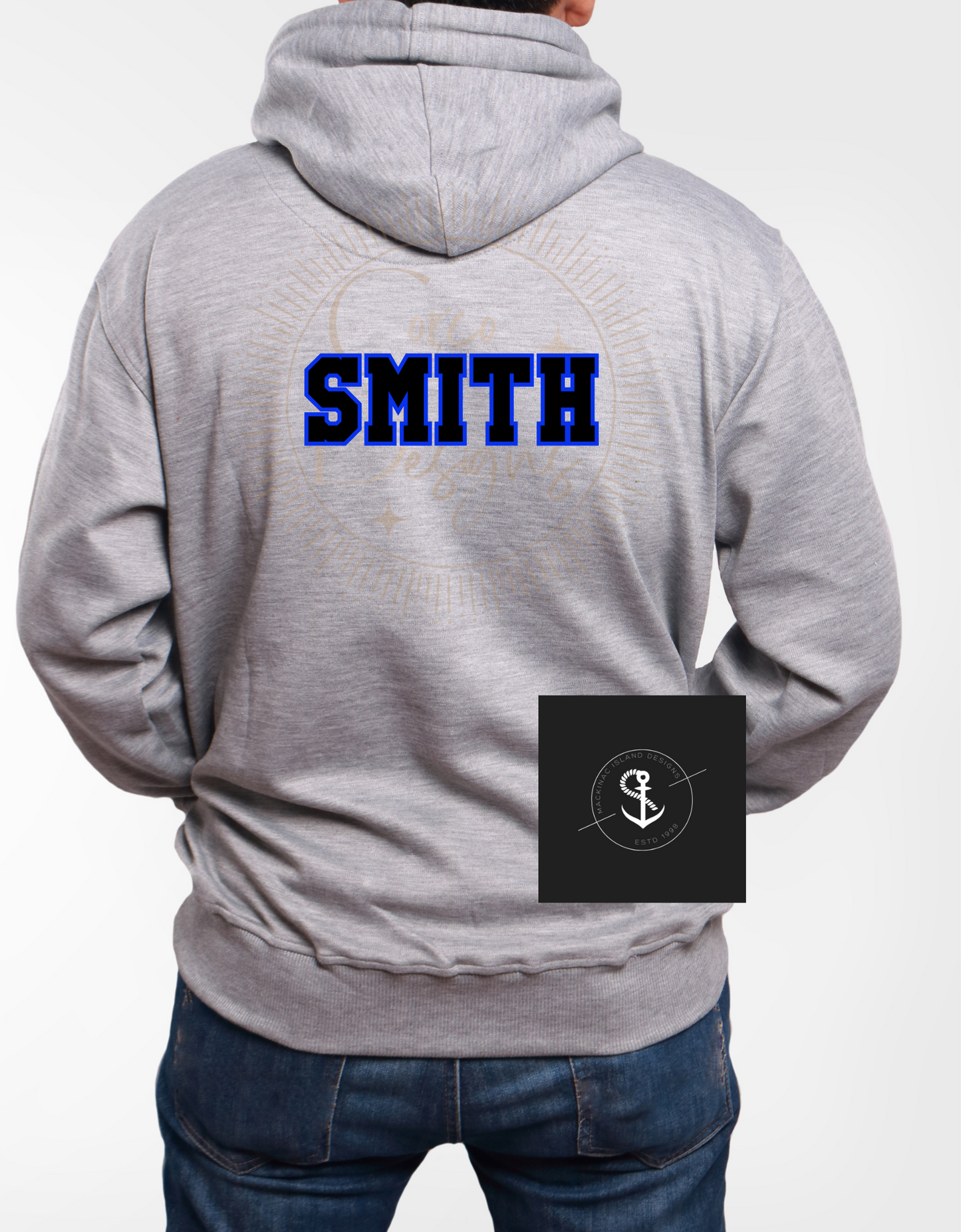 Blue Devils Football Hoodie Heather Grey Toddler - Adult Sizes Available