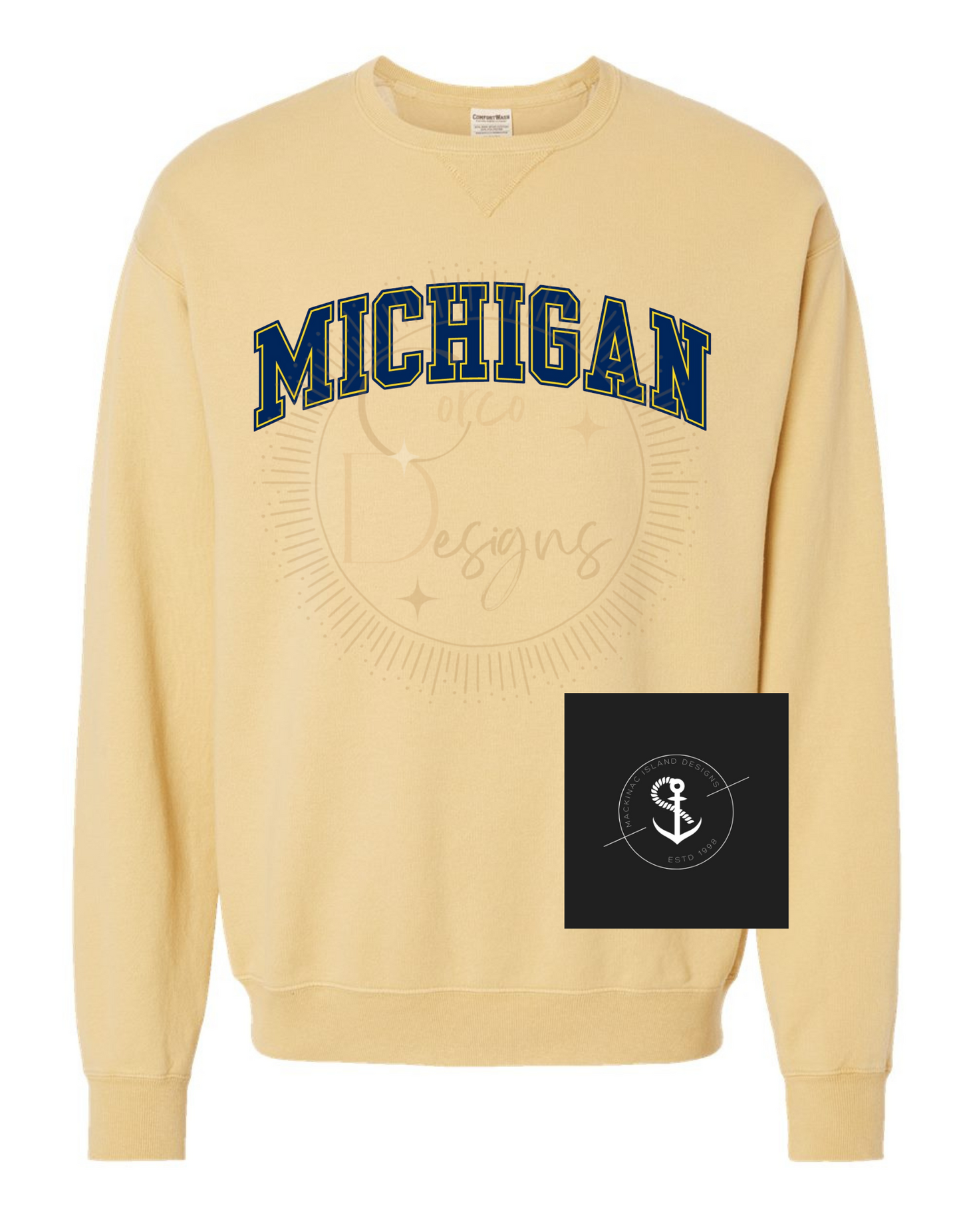 Comfort Wash Michigan  Crewneck Sweatshirt Adult Sizes Small - XL 32.00 2x 3x 36.00