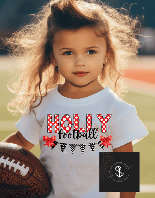 Holly Polka Dot Football T-Shirt Sizes Infant, Toddler, Youth Sizes