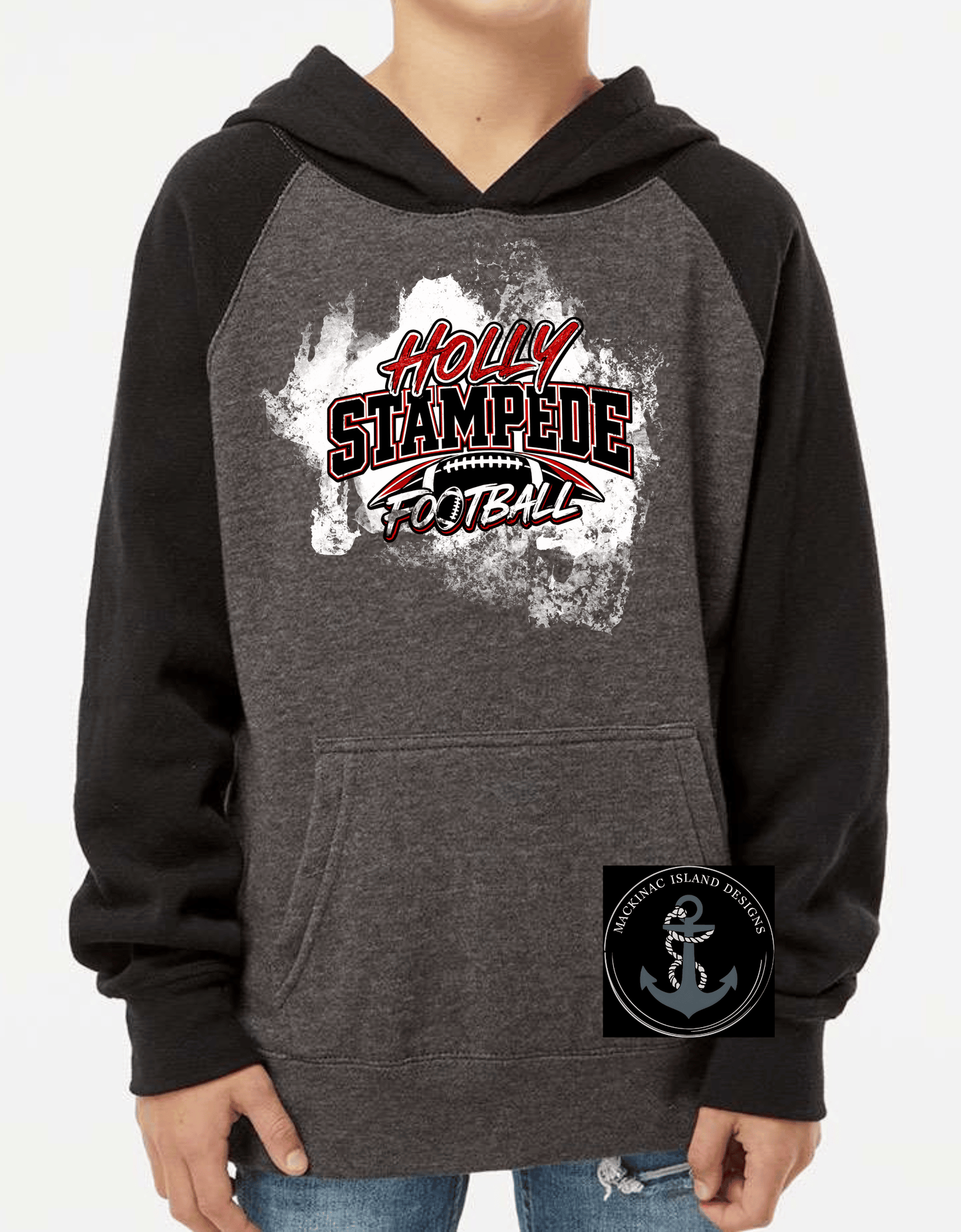 Holly Stampede Football Youth Raglan Hooded Hoodie Sweatshirt XS-XL