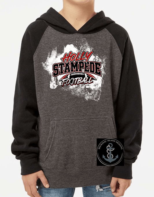 Holly Stampede Football Youth Raglan Hooded Hoodie Sweatshirt XS-XL