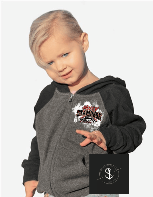 Holly Stampede Football Toddler Zip Up Raglan Hooded Hoodie Sweatshirt 2T 4T 5/6T