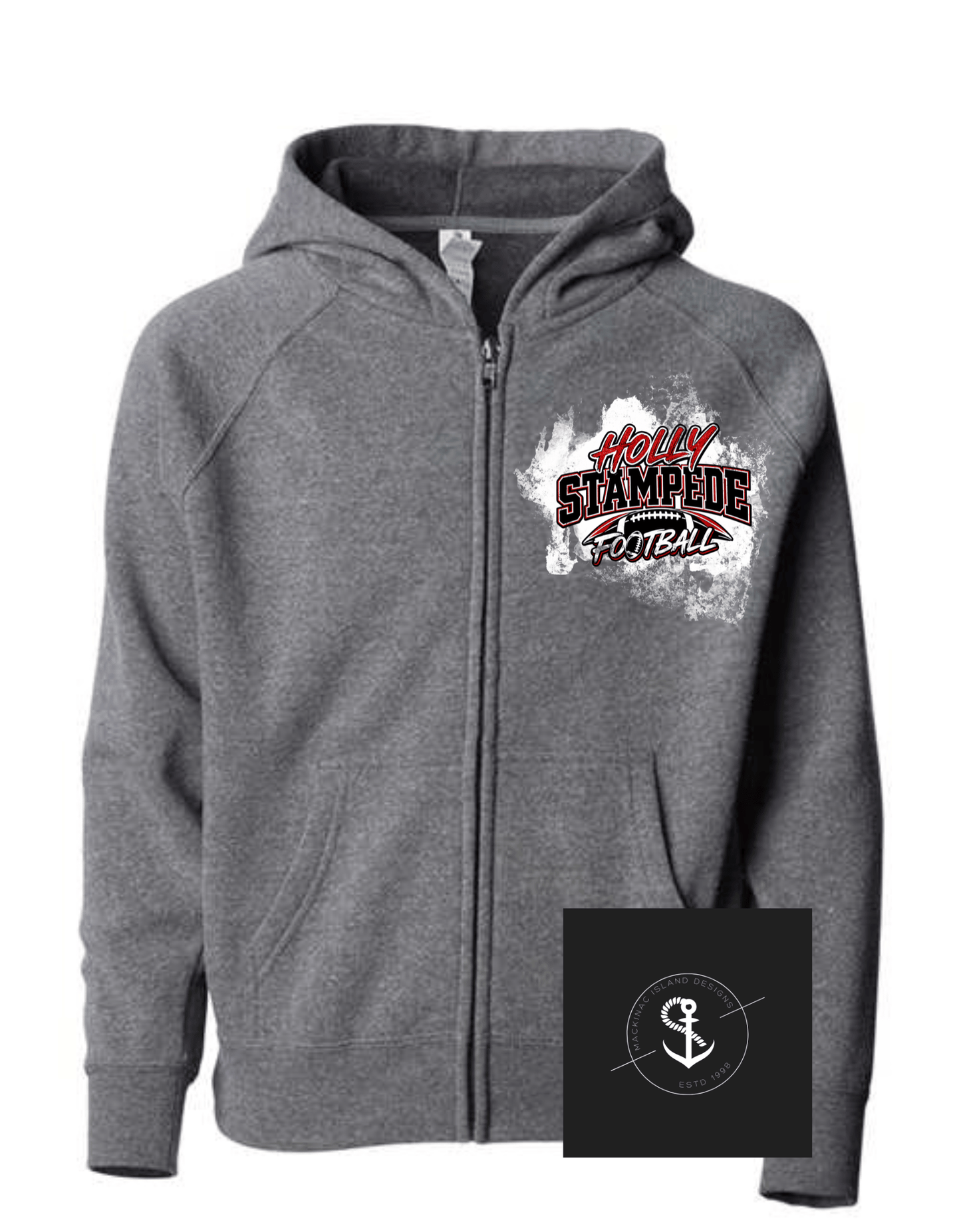 Holly Stampede Football Toddler Zip Up Raglan Hooded Hoodie Sweatshirt 2T 4T 5/6T