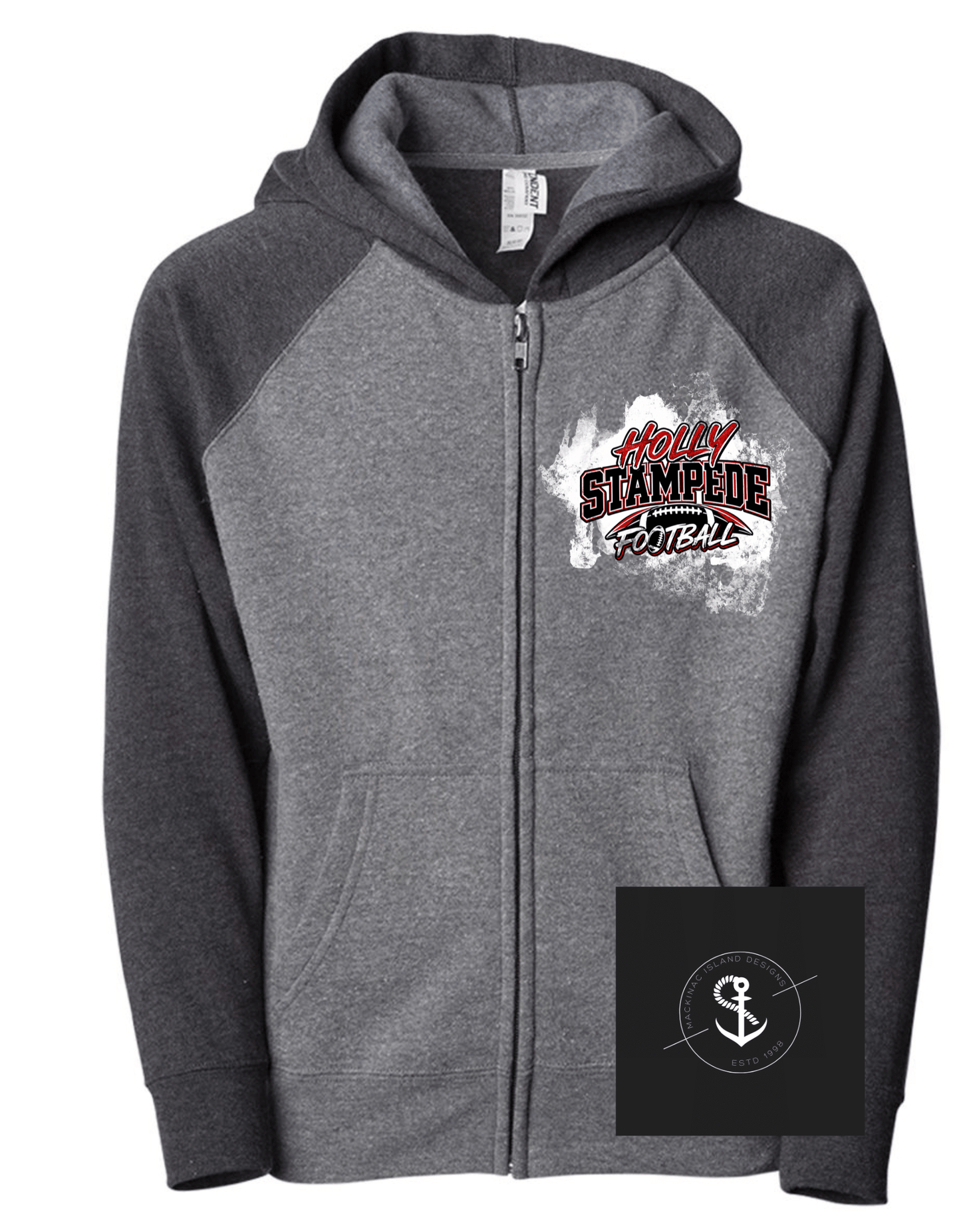 Holly Stampede Football Toddler Zip Up Raglan Hooded Hoodie Sweatshirt 2T 4T 5/6T