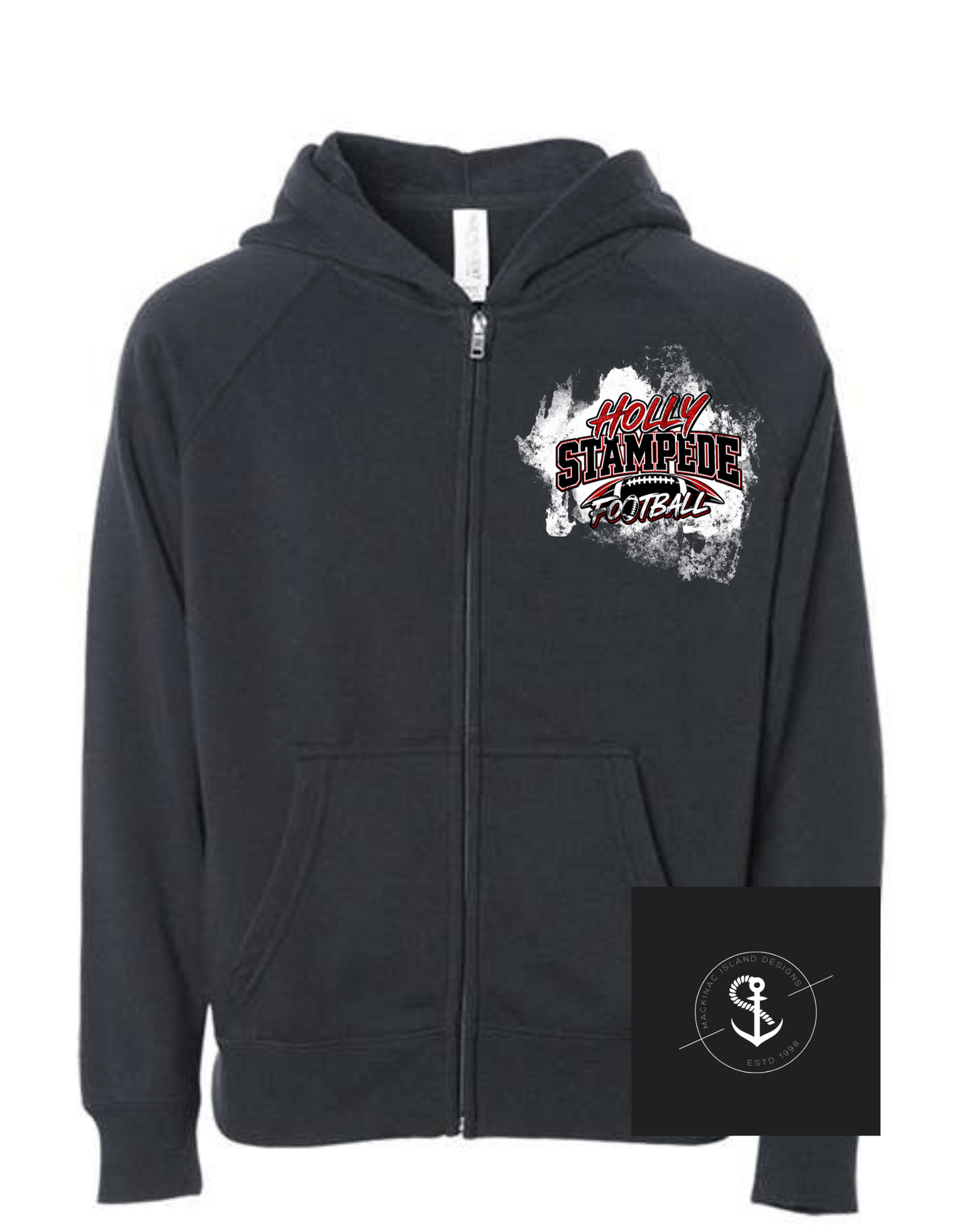 Holly Stampede Football Toddler Zip Up Raglan Hooded Hoodie Sweatshirt 2T 4T 5/6T