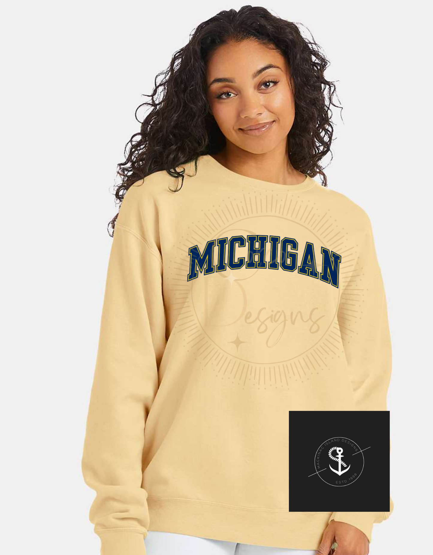 Comfort Wash Michigan  Crewneck Sweatshirt Adult Sizes Small - XL 32.00 2x 3x 36.00