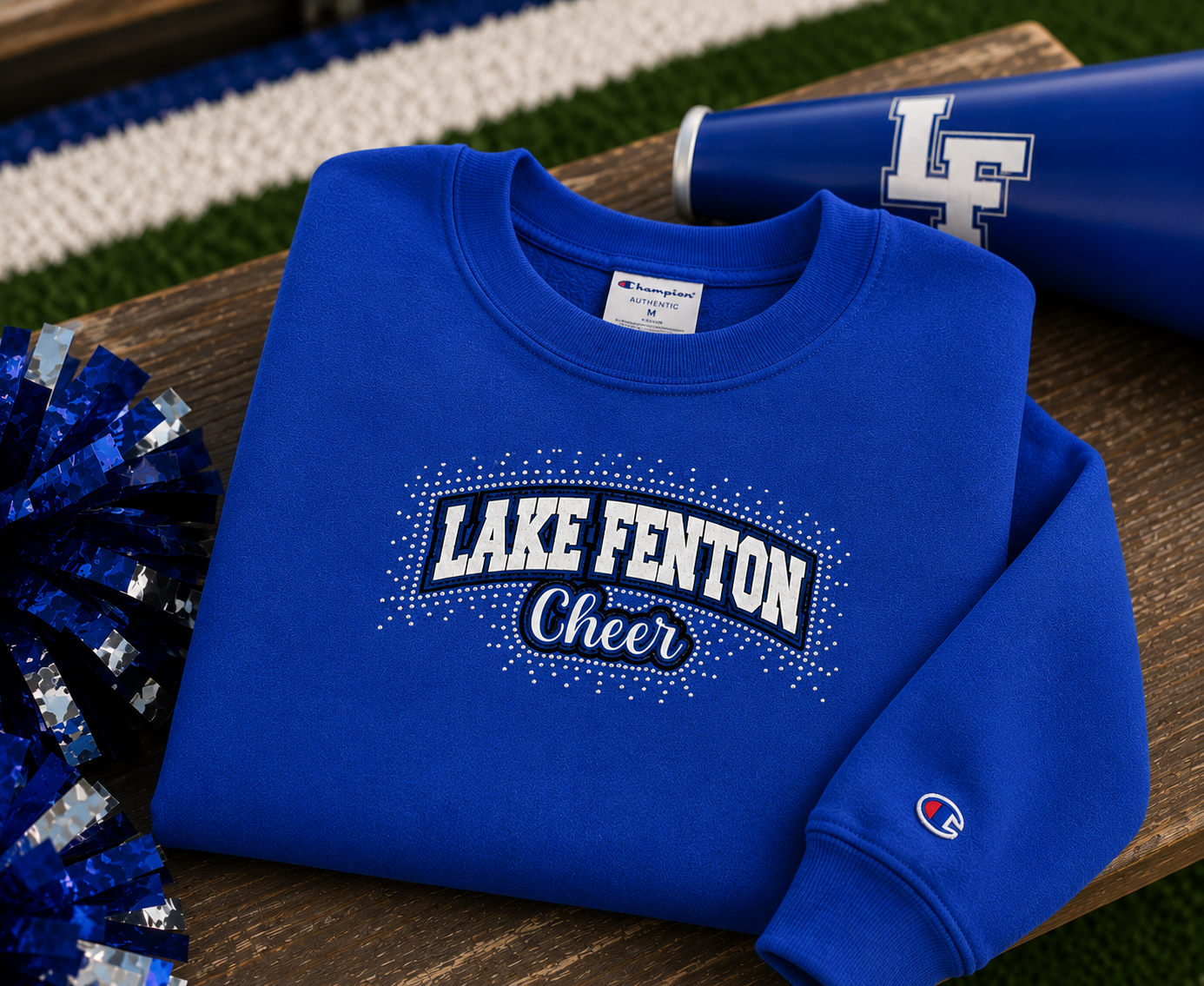 Lake Fenton Cheer Bling Sweatshirt | Champion Hoodie or Crewneck | Glitter Rhinestone Cheer