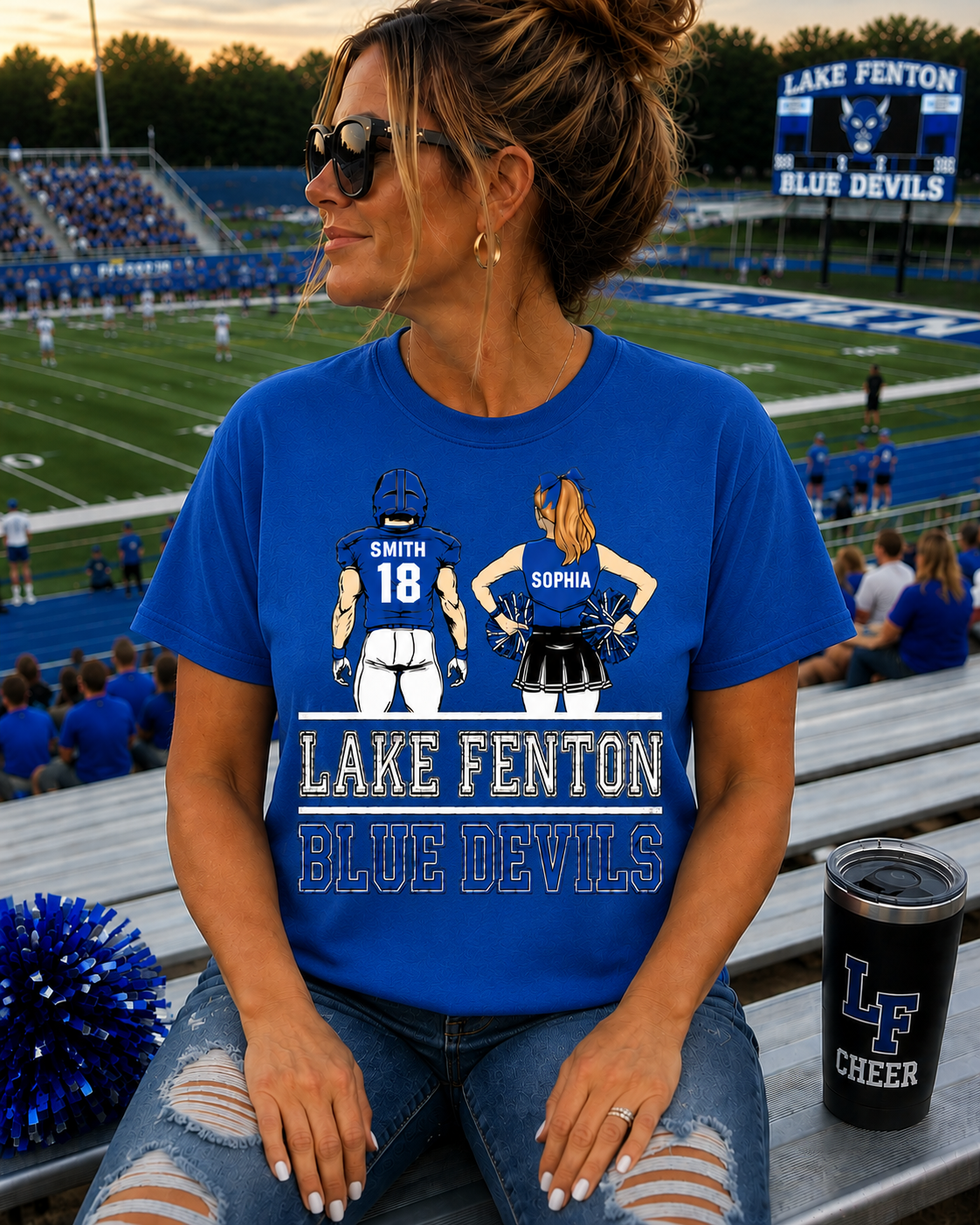Lake Fenton Cheer & Football Customizable | Gildan Softstyle T-Shirt, Crewneck Sweatshirt or Hoodie