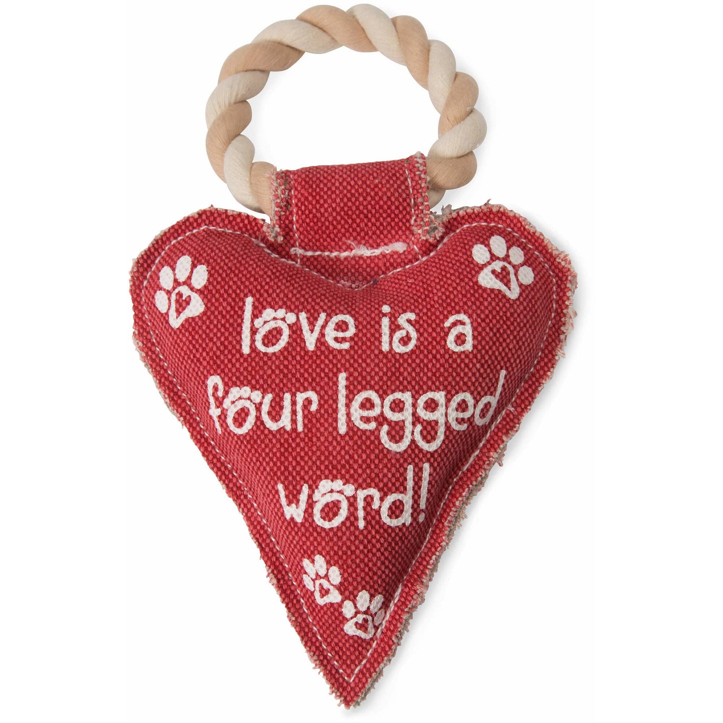 Heart Love - 10" Canvas Dog Toy on Rope