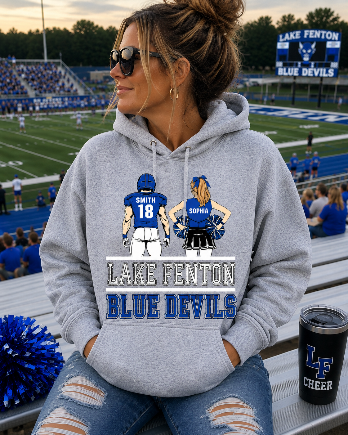 Lake Fenton Cheer & Football Customizable | Gildan Softstyle T-Shirt, Crewneck Sweatshirt or Hoodie