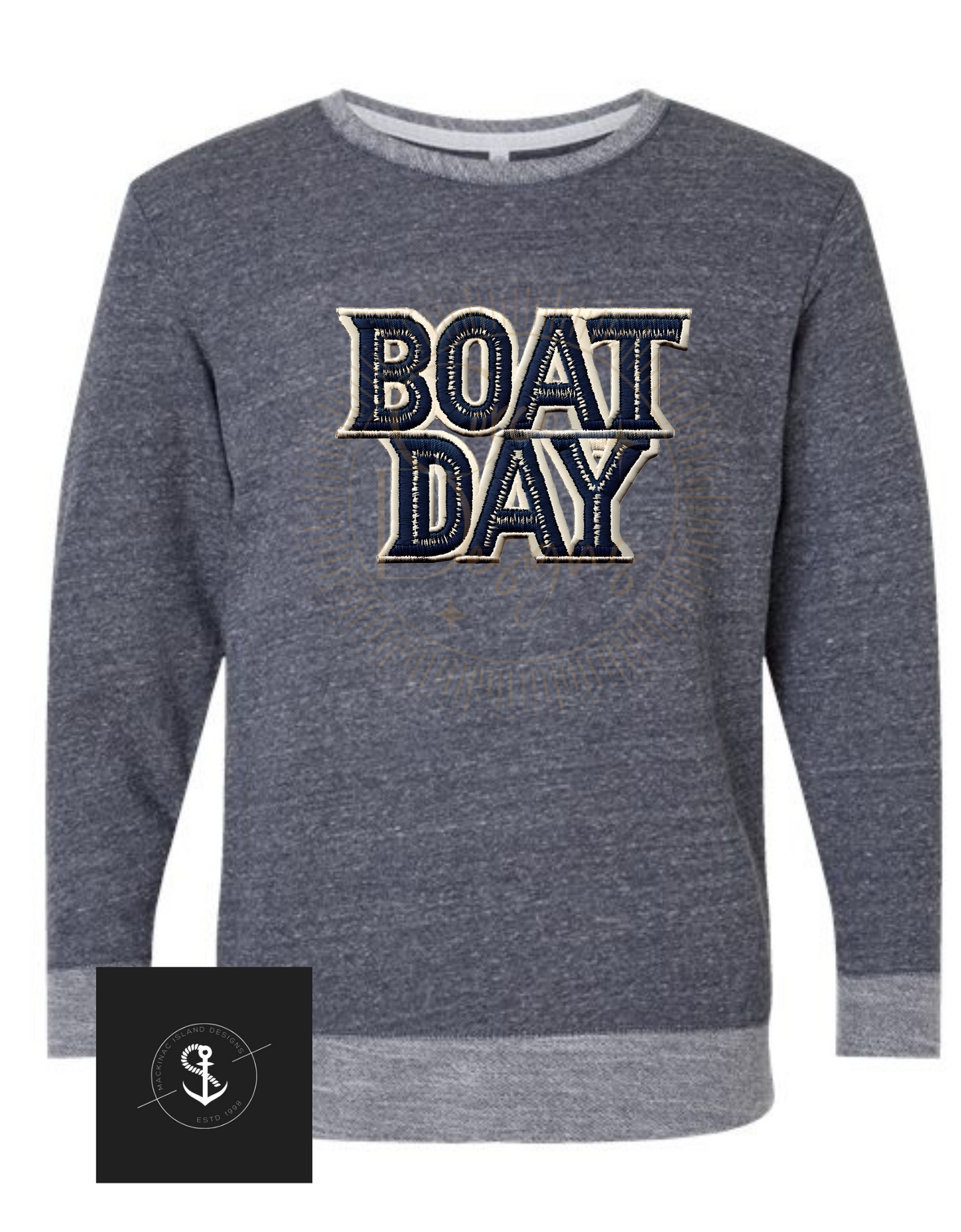 BOAT DAYS, ANCHOR SLEEVE, LAT - Harborside Mélange French Terry Pullover  Sizes XS-3XL