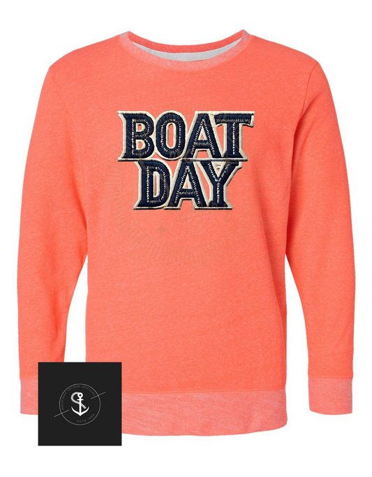 BOAT DAYS, ANCHOR SLEEVE, LAT - Harborside Mélange French Terry Pullover  Sizes XS-3XL
