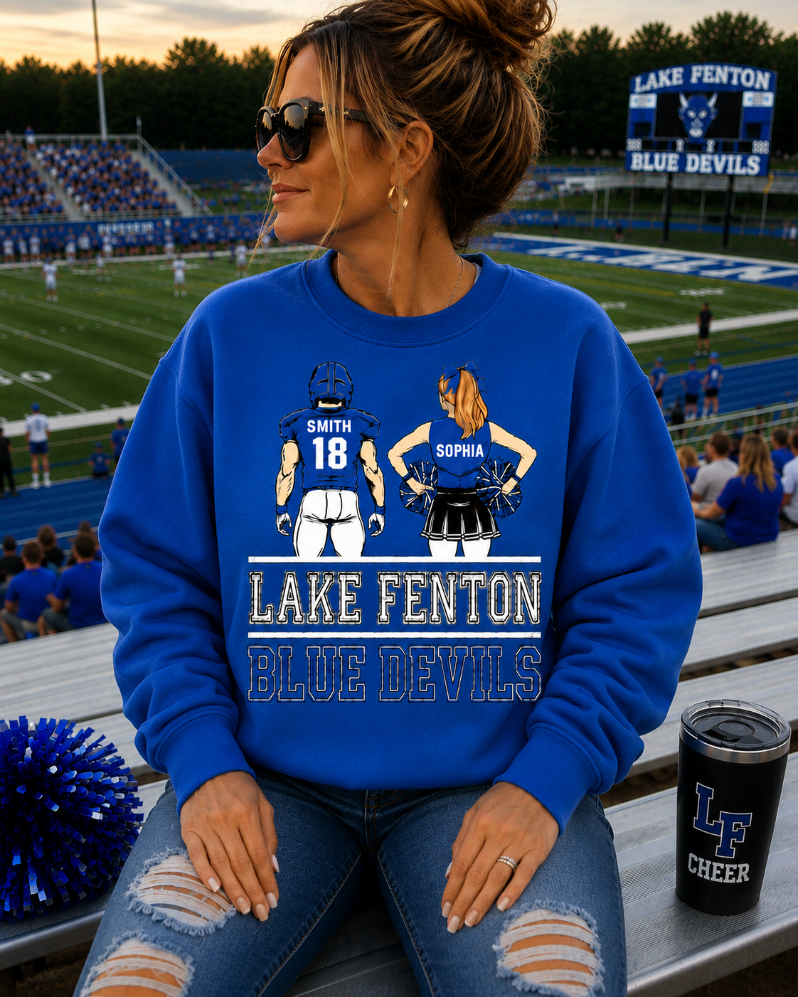 Lake Fenton Cheer & Football Customizable | Gildan Softstyle T-Shirt, Crewneck Sweatshirt or Hoodie