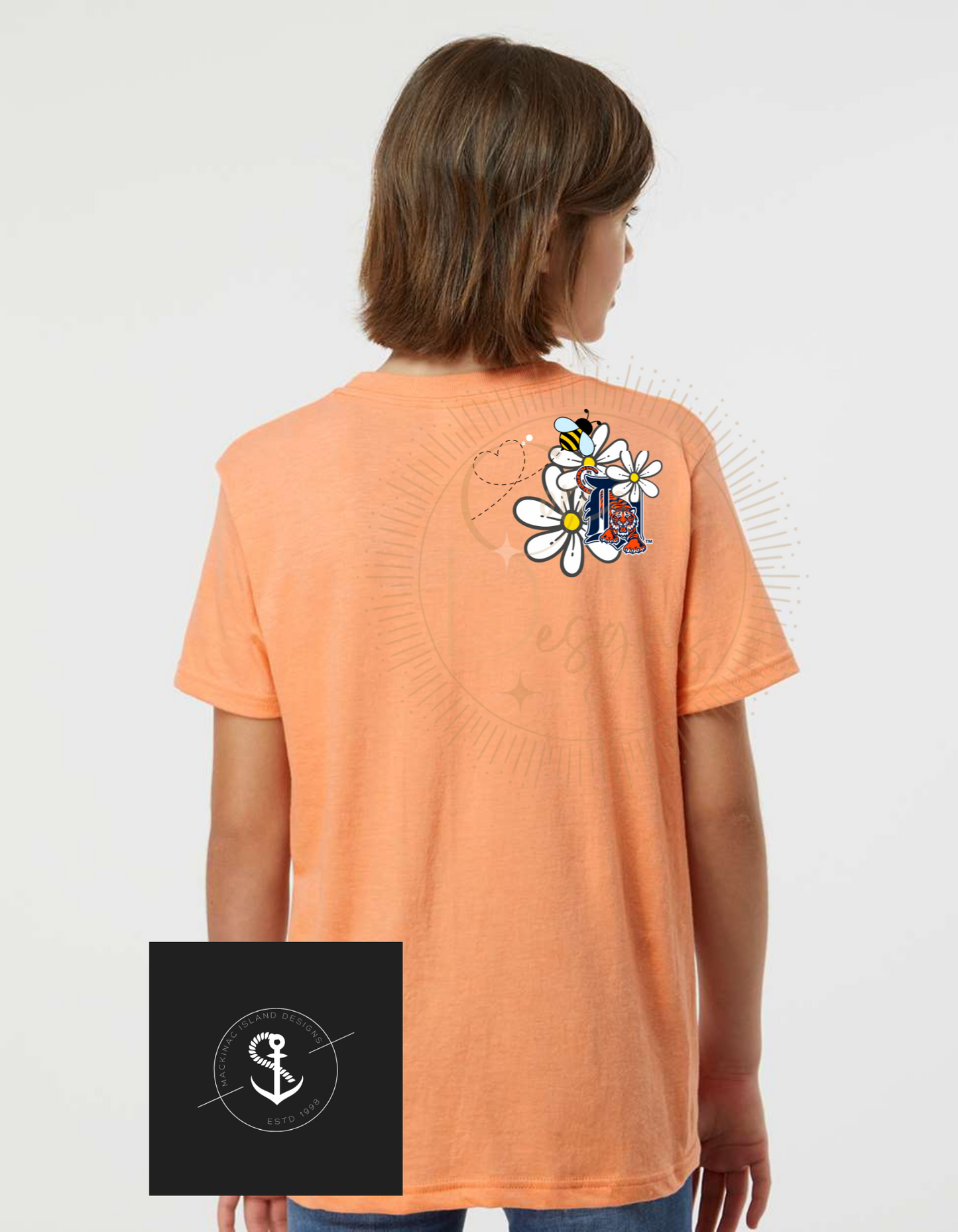 Daisy Detroit Baseball, Tigers Baseball, Daisy Floral Tee, T-Shirt Youth Sizes XS-XL