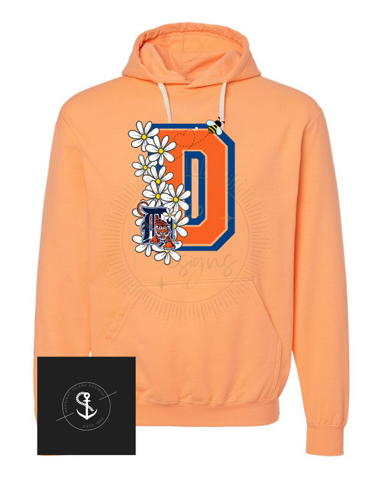 Daisy Detroit Baseball, Tigers Baseball, Daisy Floral Hoodie Sweatshirt Adult Sizes XS-3XL