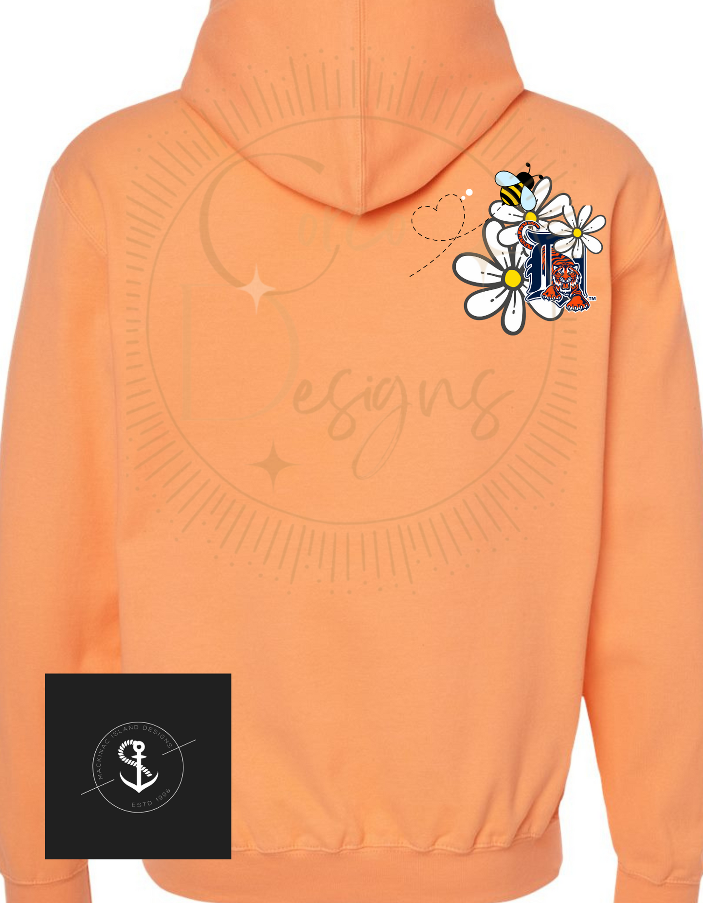 Daisy Detroit Baseball, Tigers Baseball, Daisy Floral Hoodie Sweatshirt Adult Sizes XS-3XL