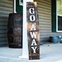 Amish-Made Whiskey Barrel Porch Sign, Go Away