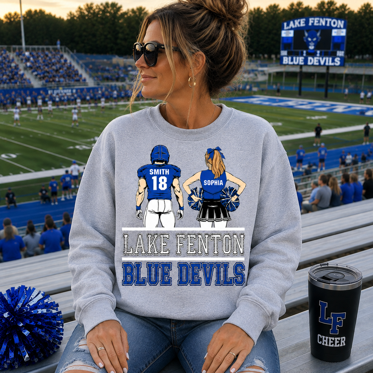 Lake Fenton Cheer & Football Customizable | Gildan Softstyle T-Shirt, Crewneck Sweatshirt or Hoodie