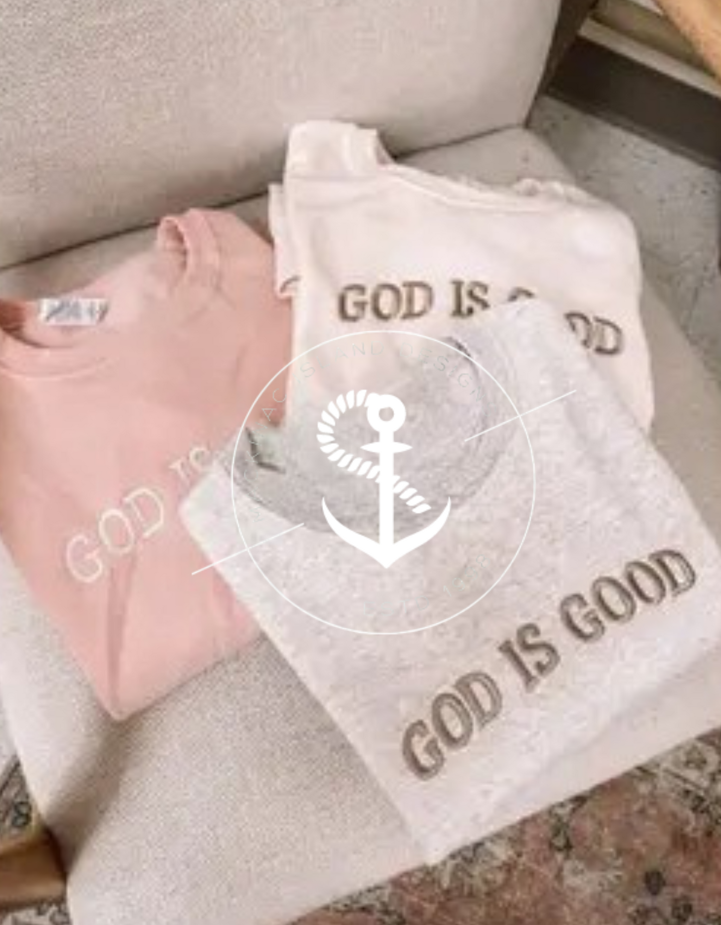 Embroidered God Is Good Crewneck Unisex Fit Sweatshirt Sizes Small - 2XL