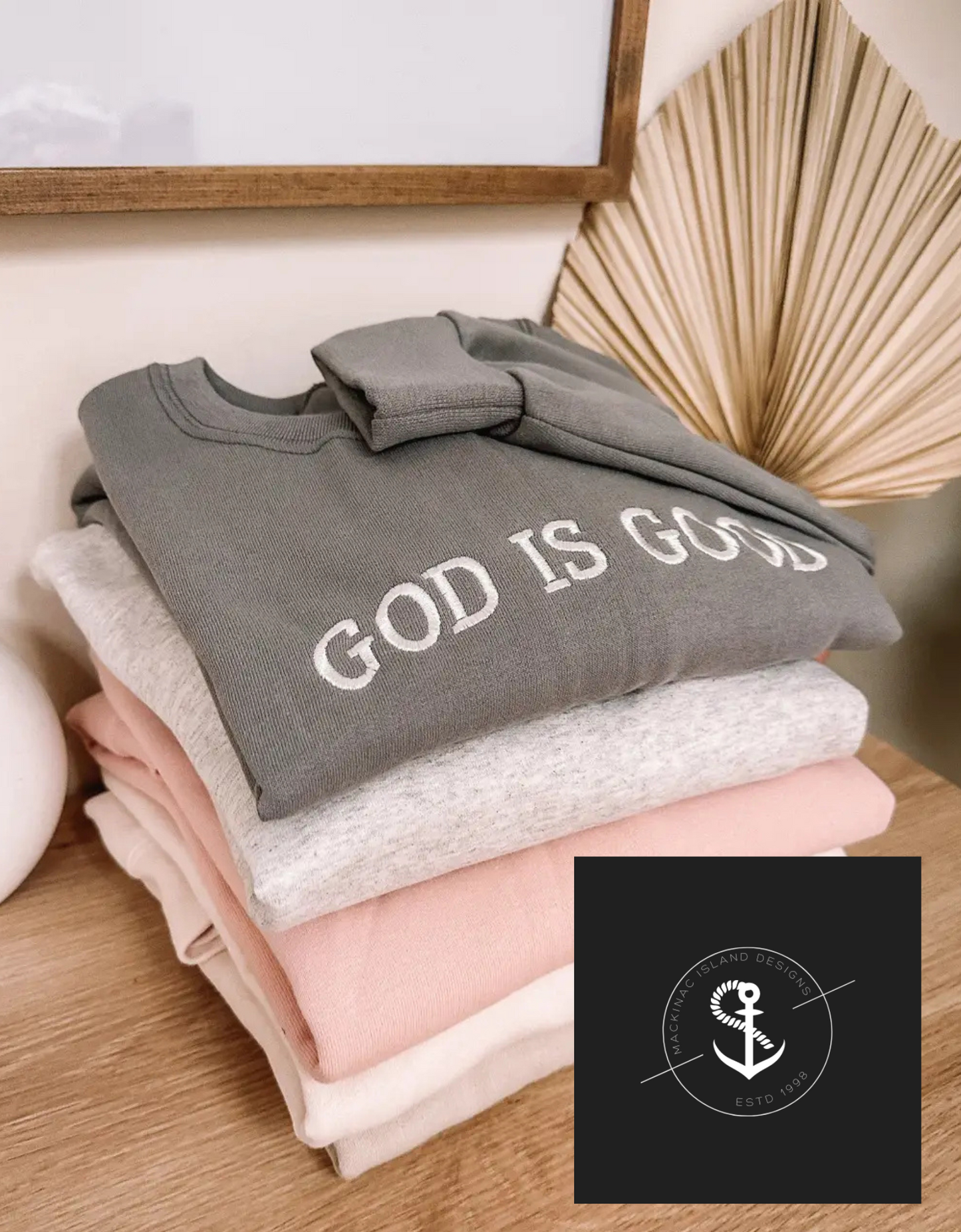 Embroidered God Is Good Crewneck Unisex Fit Sweatshirt Sizes Small - 2XL
