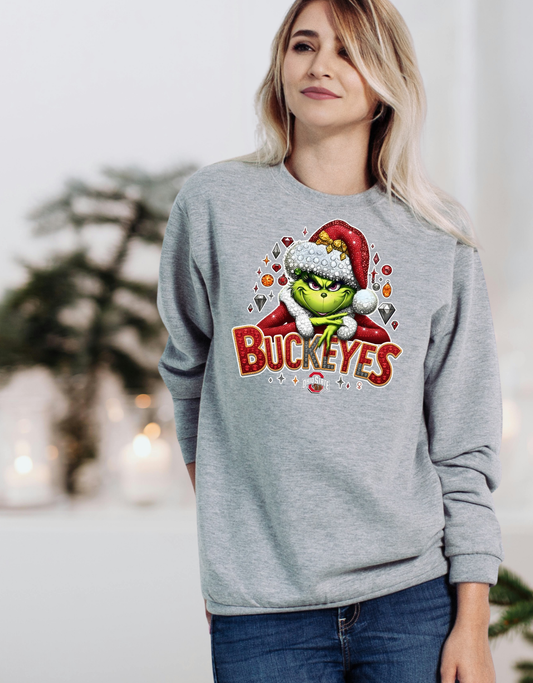 Jeweled Grinch Ohio Christmas Crewneck Sweatshirt  Unisex Fit | Sizes S–3XL | Cozy Cotton-Poly Blend