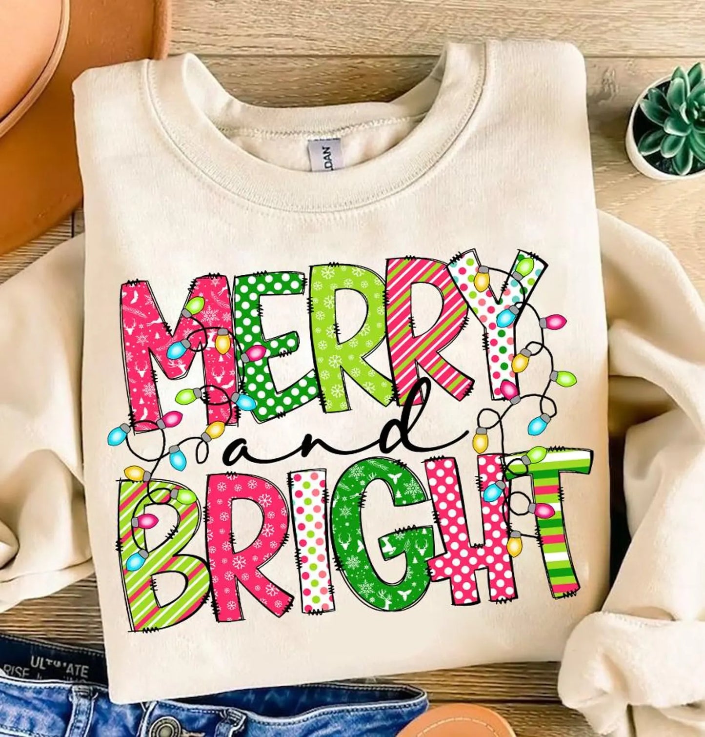 Merry & Bright Crewneck Sweatshirt  Unisex Fit | Sizes S–3XL | Cozy Cotton-Poly Blend