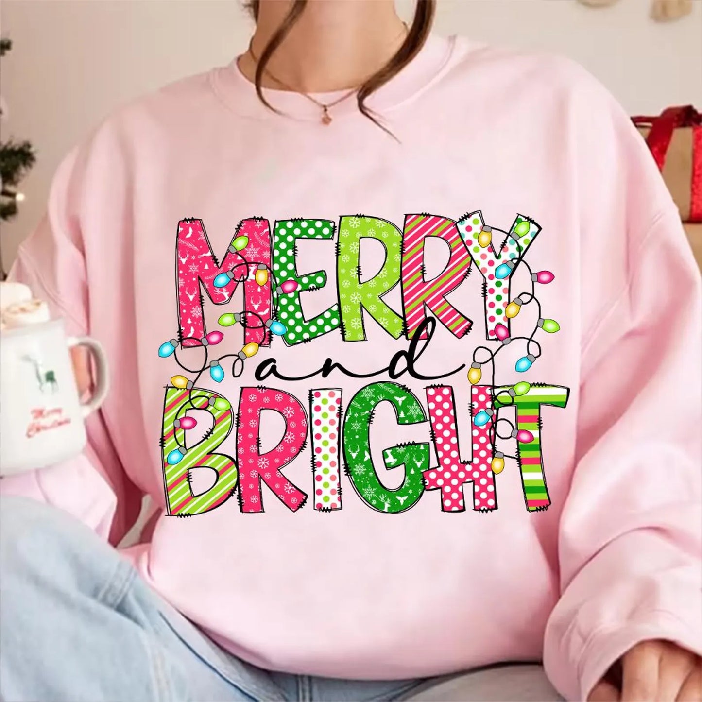 Merry & Bright Crewneck Sweatshirt  Unisex Fit | Sizes S–3XL | Cozy Cotton-Poly Blend