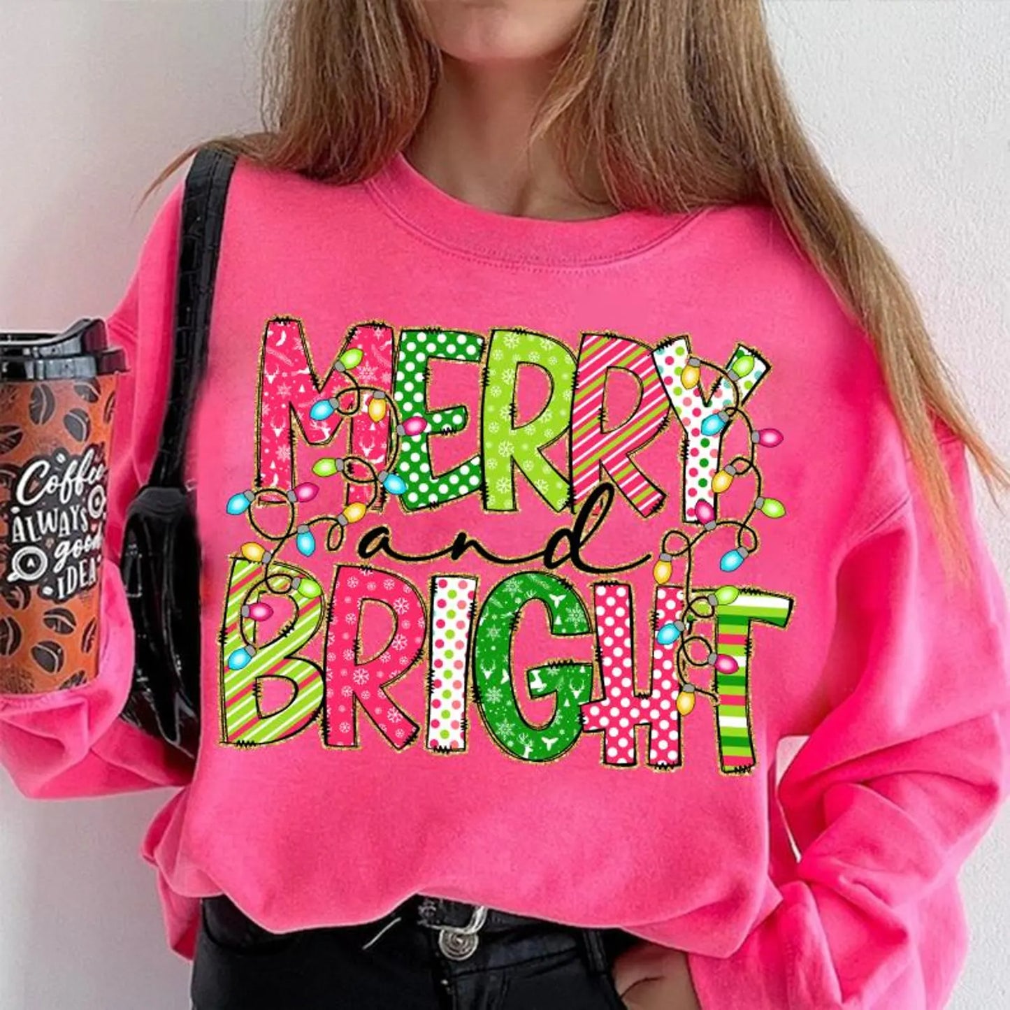 Merry & Bright Crewneck Sweatshirt  Unisex Fit | Sizes S–3XL | Cozy Cotton-Poly Blend