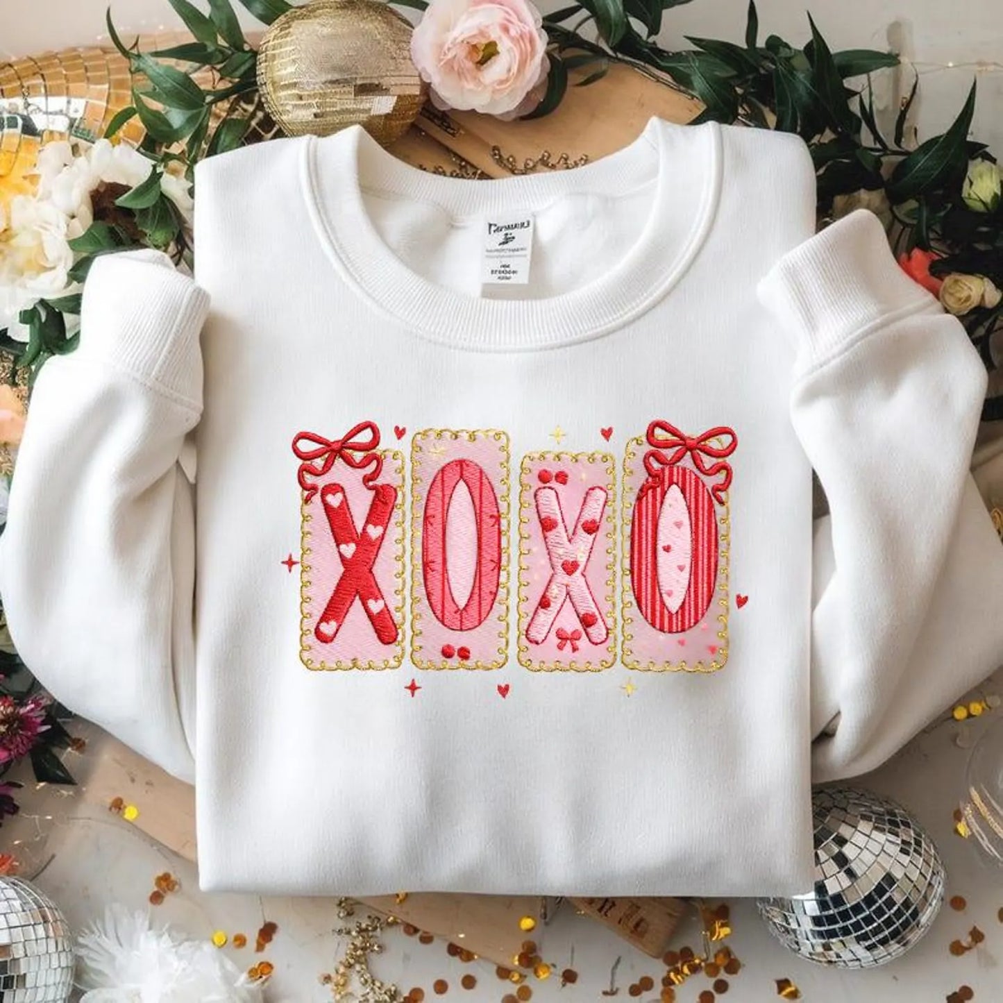 XOXO CUSTOM EMBROIDERED CREWNECK SWEATSHIRTS S-5XL ADULT