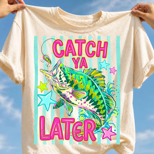 Catch Ya Later Comfort Colors® T-Shirt | Retro Fishing Graphic Tee | Colorful Lake Life Shirt