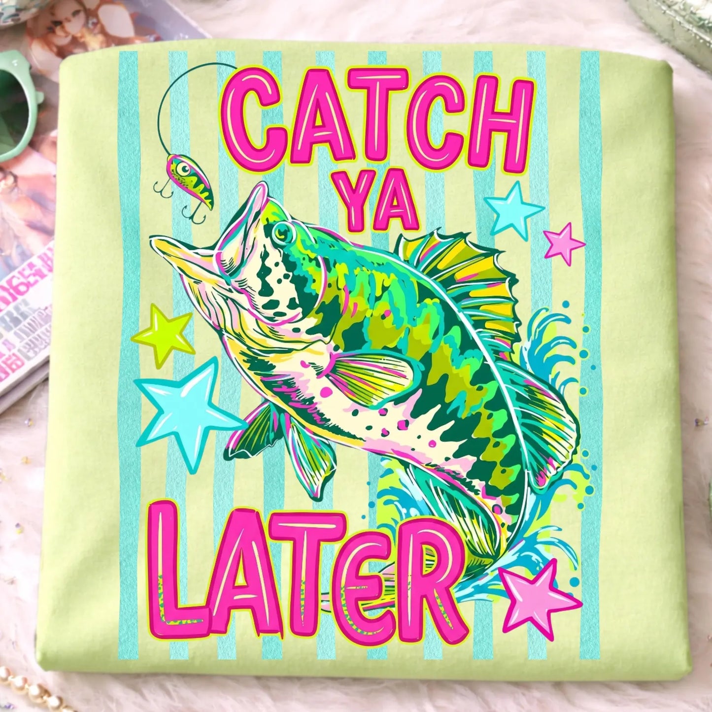 Catch Ya Later Comfort Colors® T-Shirt | Retro Fishing Graphic Tee | Colorful Lake Life Shirt