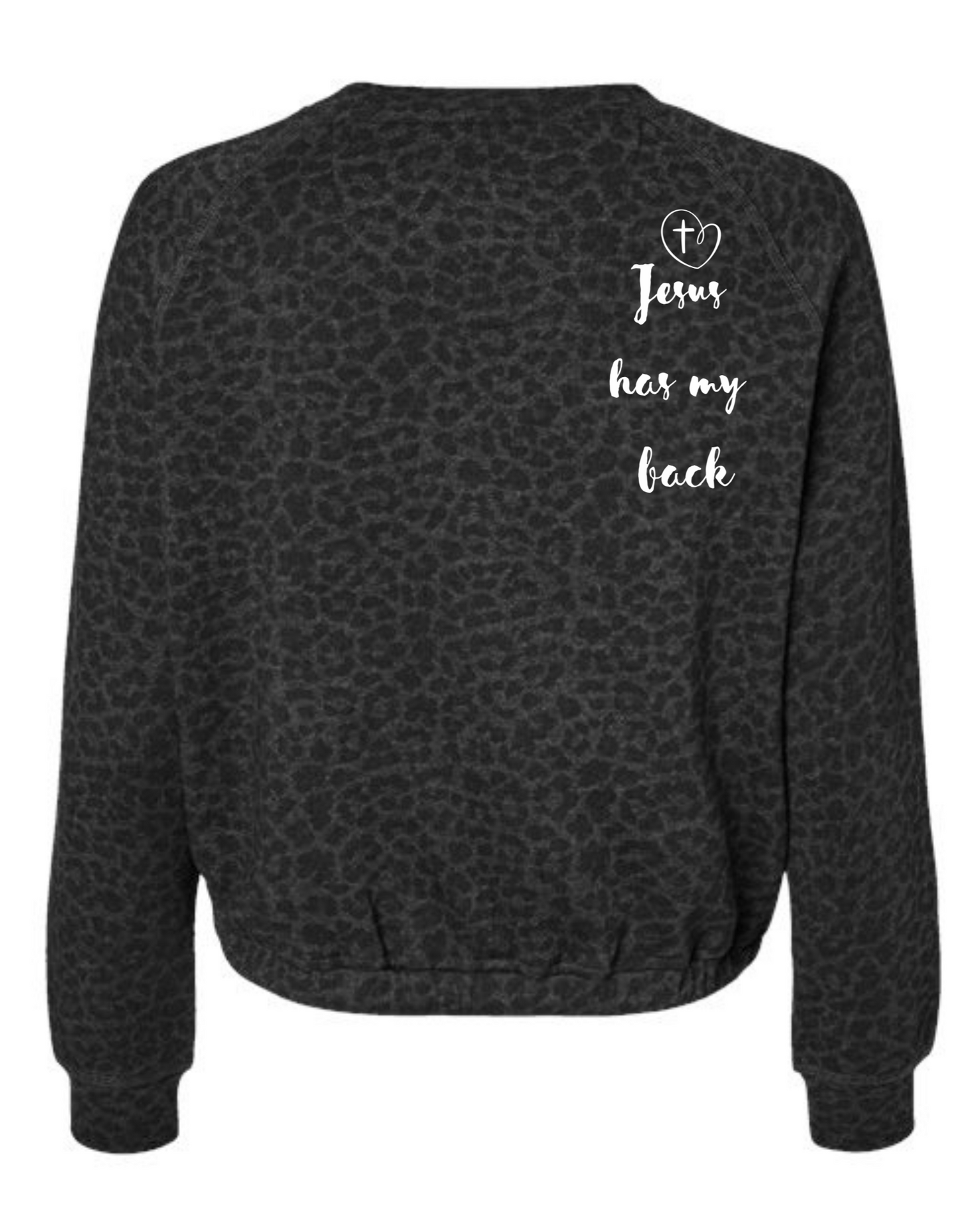 Jesus Has My Back Cross Heart Graphic LAT Long Sleeve Drawstring Waiste Shirt Sizes Small-XL