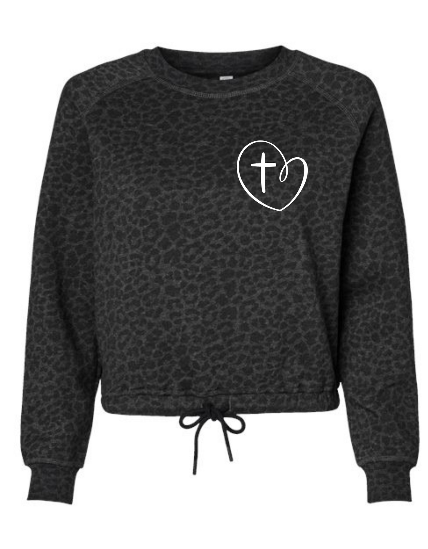 Jesus Has My Back Cross Heart Graphic LAT Long Sleeve Drawstring Waiste Shirt Sizes Small-XL