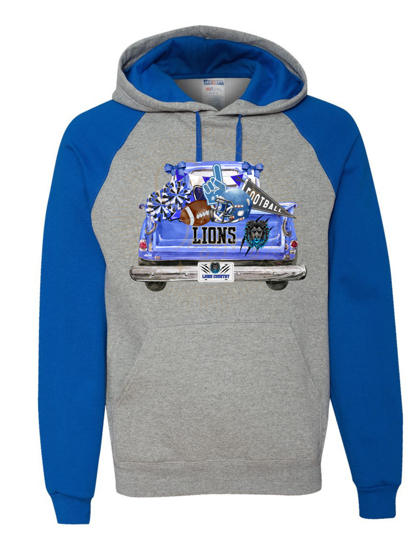 Lions Football Vintage Truck, Detroit Football Adult Women's Jerzee Unisex Fit Graphic Sweatshirt Crewneck Sizes S-5XL