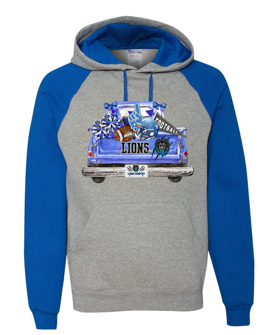 Lions Football Vintage Truck, Detroit Football Adult Women's Jerzee Unisex Fit Graphic Sweatshirt Crewneck Sizes S-5XL