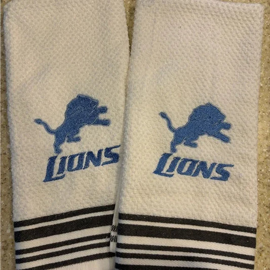 Lions Football Set of 2 Cotton 16 x 26 Towels, Kitchen Towels, Bar Towels, Hand Towels