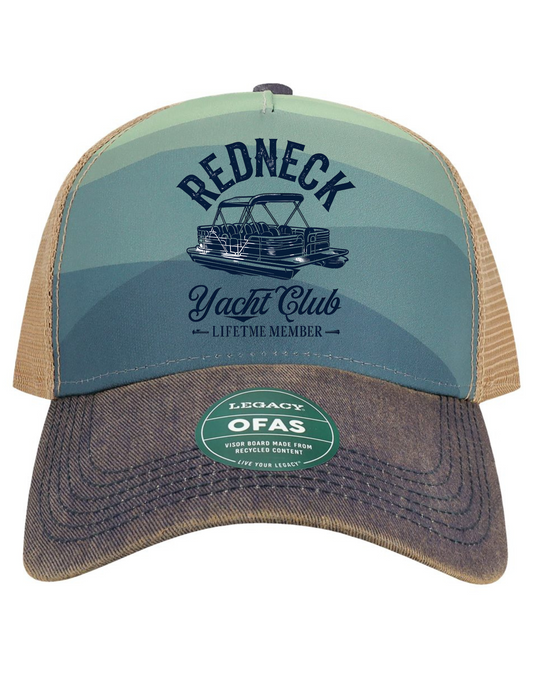 Redneck Yacht Club Pontoon Legacy Rolling Waters Five Panel Trucker Snap Back Hat