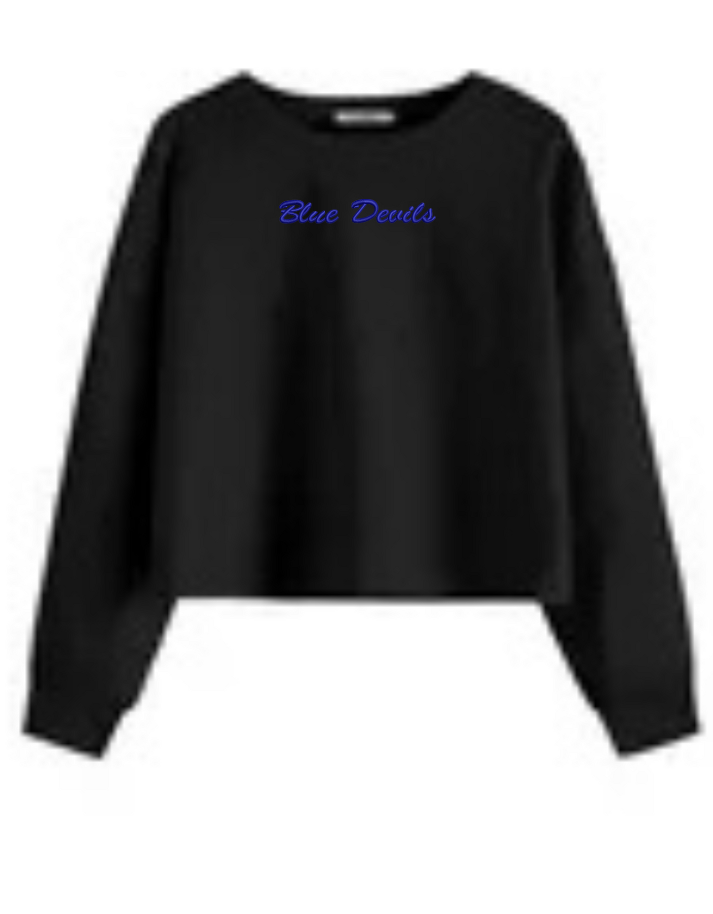Blue Devils Crewneck Crop Sweatshirt YOUTH Sizes 5/6, 8, 10, 12, 14, Embroidered Blue Devils in Royal Blue